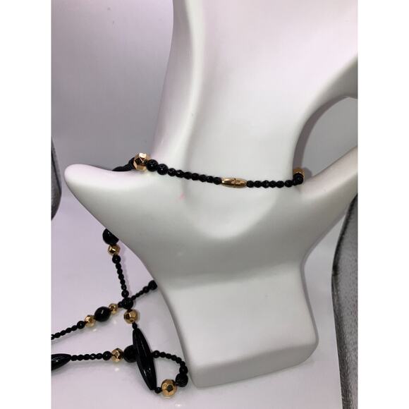 Louis Feraud Paris Vintage Black & Gold Beaded Necklace! - Picture 14 of 14